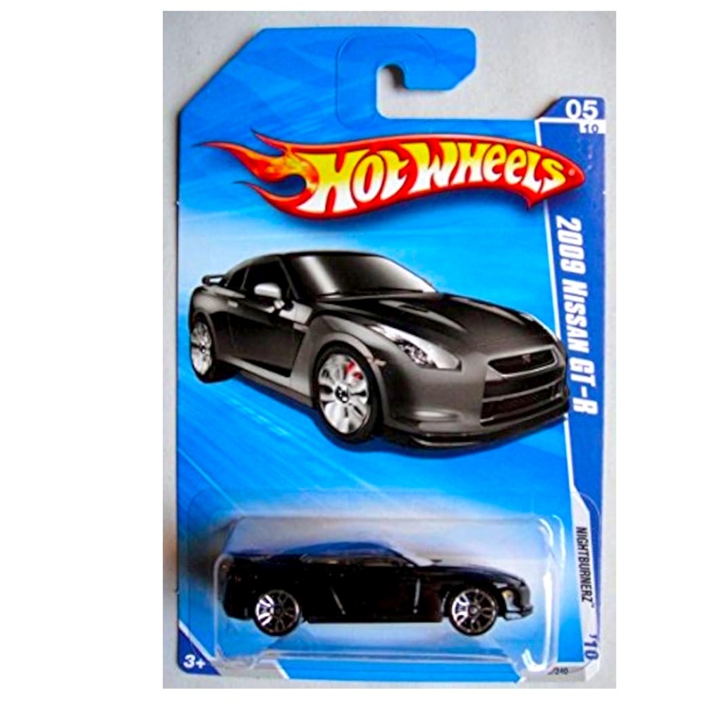 HOT WHEELS 2010 NIGHTBURNERZ, BLACK 2009 NISSAN GT-R 5/10
